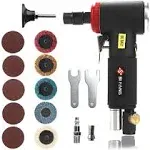 SI FANG 16Pcs Air Die Grinder Kit, Right Angle Die Grinder with 1/4&quot; 1/8&quot; Collets and 2&quot; Quick Change Roll Lock Sanding Discs Accessories Set,