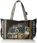 Laurel Burch Medium Tote Zipper Top 9"X9"X3"-Spotted Cats LB4314