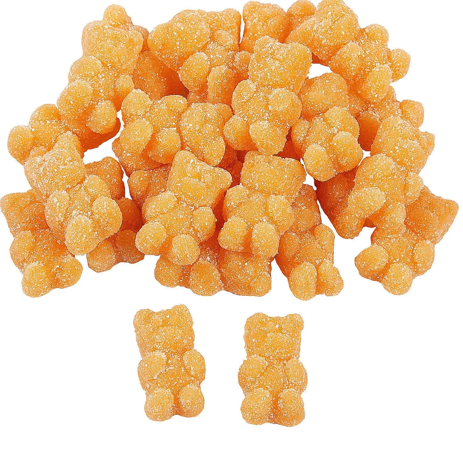 Sugar Coated Tangerine Gummy Teddy Bear Candy, 100 Pieces