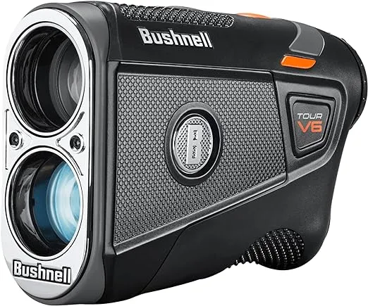 Bushnell Tour V6 Golf Rangefinder, Visual Jolt Flag Locking, Magnetic Mount, 1300 Yard Range 6X Magnification