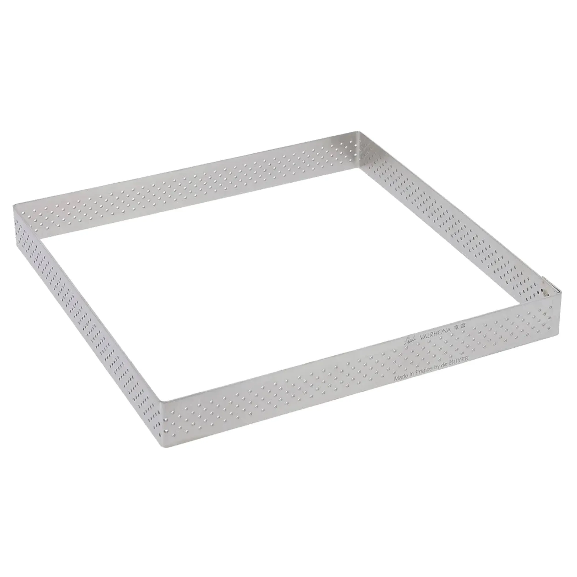 de Buyer Perforated Square Tart Ring - 7” x 7” x 0.8” - Perfect for Baking Beautifully Crisp Tarts - Easy to Use & Clean - Made in France