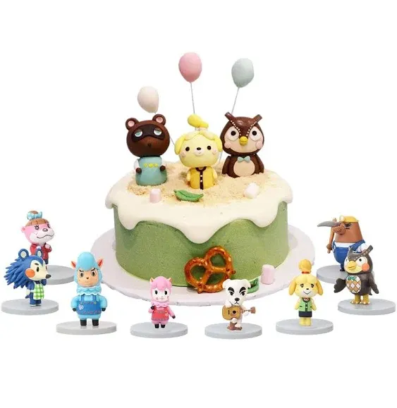 8 Pcs Cake Toppers for Animal Crossing，Children's birthday party cake decoration