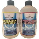 Propylene Glycol and Vegetable Glycerin Combo 2-Pack: one PG and one VG, 500 mL (1.06 Pint) Each — Food-Grade Kosher Liquids — Dispensing Caps Included