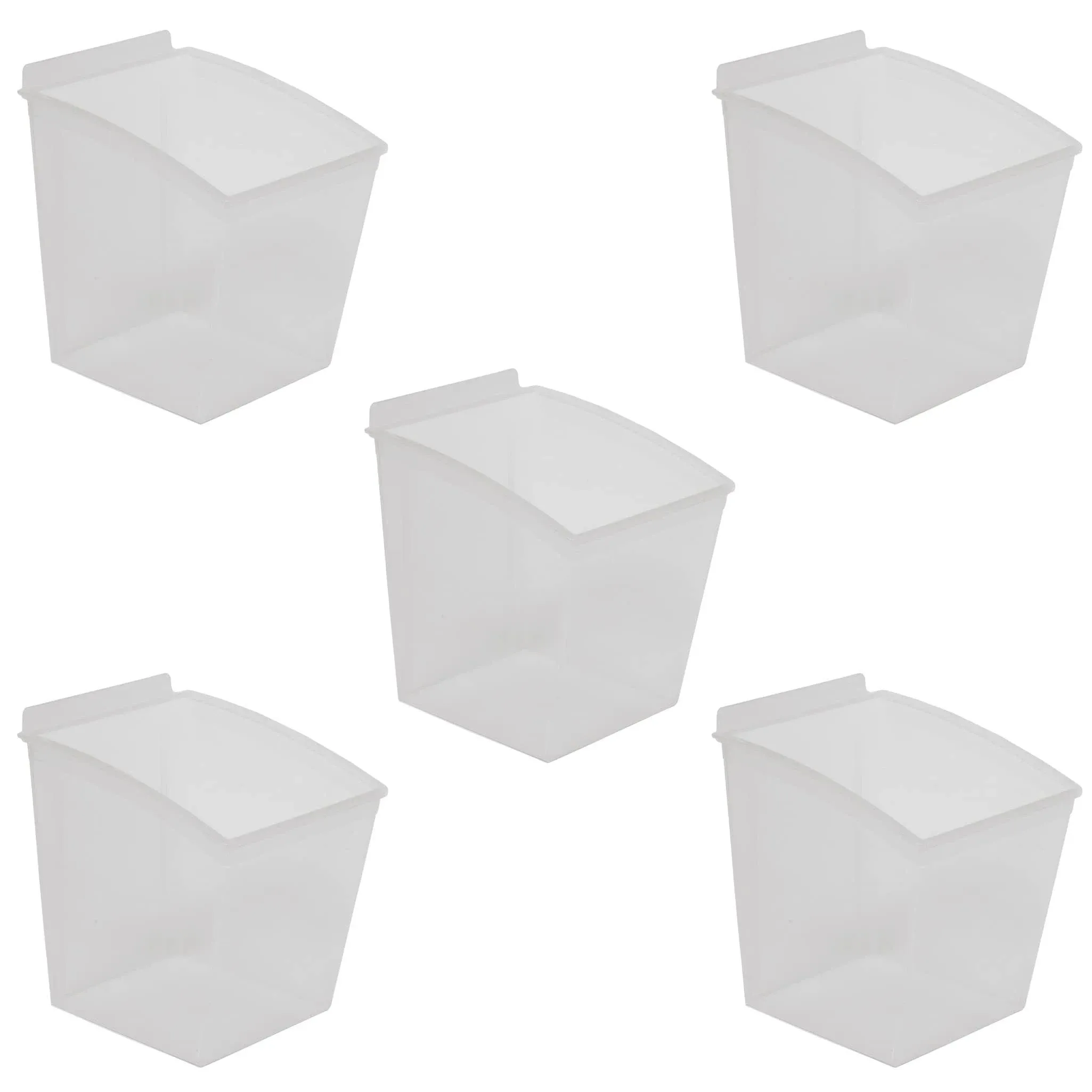 CrownWall Universal Slatwall Clear Storage Bins (Medium - 5 Pack)