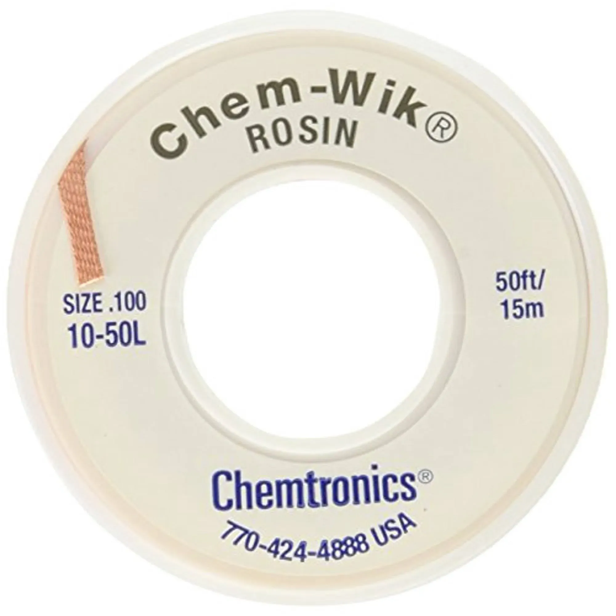 Chemtronics Desoldering Braid Chem-Wik Rosin 10-50L 0.10" 50ft.