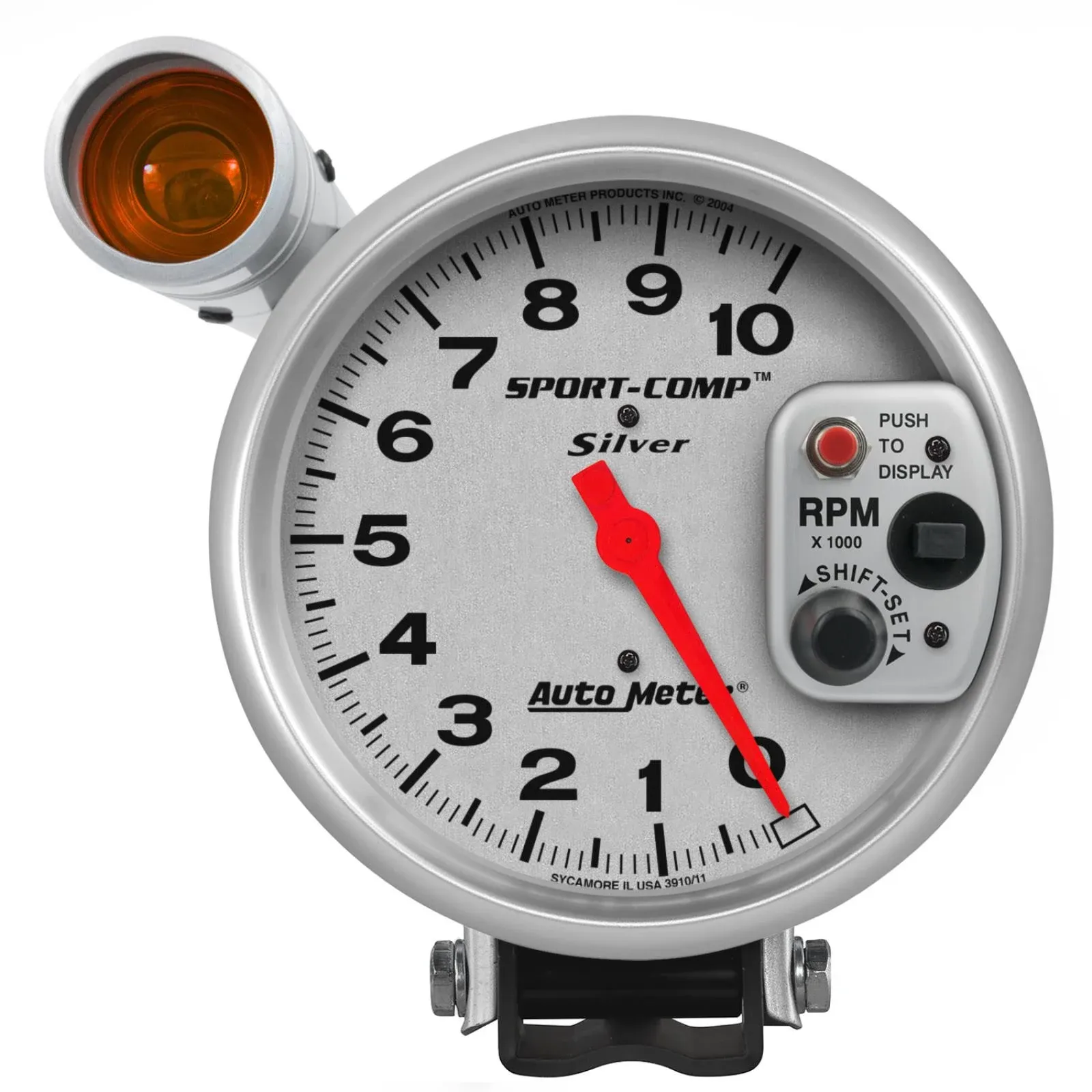 Auto Meter 3911 Sport-Comp Silver Shift-Lite Tachometer, 5.000 in.