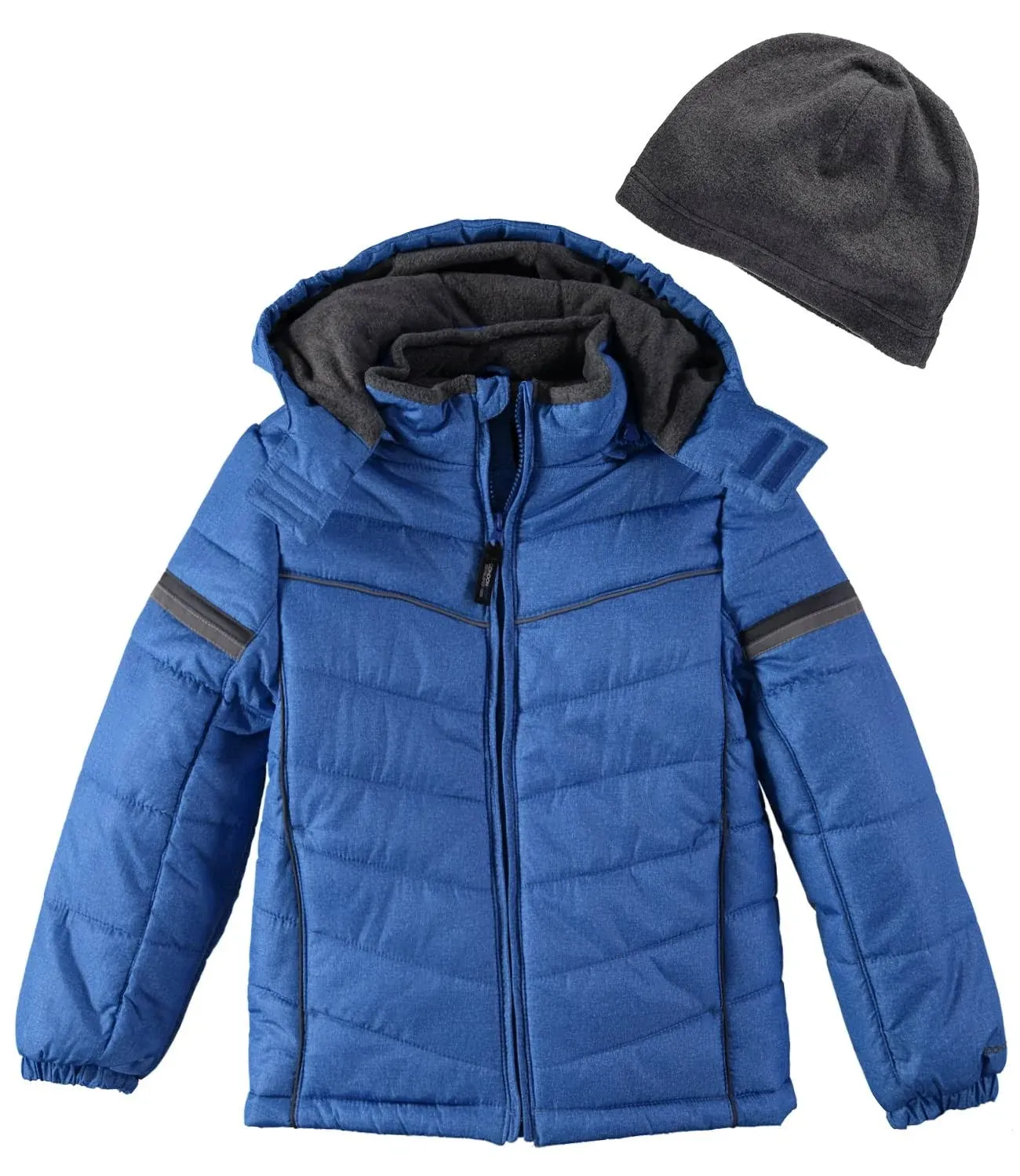 London Fog Boys 8-20 Weather Resistant Puffer Jacket with Hat 8 / Blue