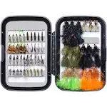 BASSDASH Fly Fishing Flies Kit Fly Assortment Trout Bass Fishing with Fly Box, 36/64/72/76/80/96pcs with Dry/Wet Flies, Nymphs, Streamers, Popper