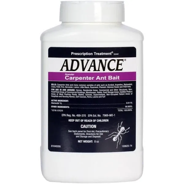 8 oz Advance Granular Carpenter Ant Bait , Kills: Carpenter Ants , Acrobat , Argentine , Bigheaded , Crazy , Field , Little Black , Pavement , Pharoah