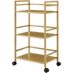 Novogratz Helix 3 Shelf Metal Rolling Utility Cart - Gold