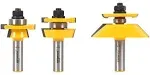 Yonico 12349 Shaker 3 Bit Raised Panel Cabinet Door Router Bit Set with 1/2" Shank