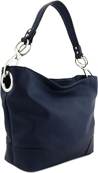 Hobo Shoulder Bag with Big Snap Hook Hardware