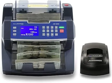 AccuBANKER AB5800 Bill Counter Multi Currency w/ Counterfeit Detection & Printer  | eBay