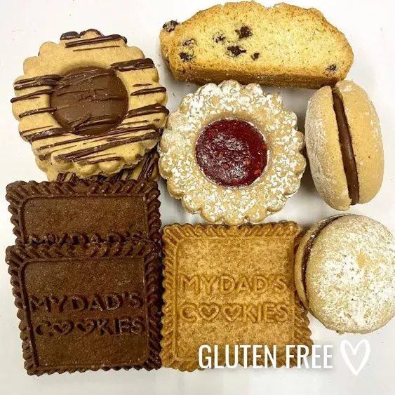 My Dad's Cookies Gluten Free Assorted Variety of Italian Cookies - Linzers, Biscotti, Graham Cracker Cookies, Chocolate Fudge Cookies - Dairy Free, Kosher, Bakery Fresh 20 Count Variety, 10oz Package