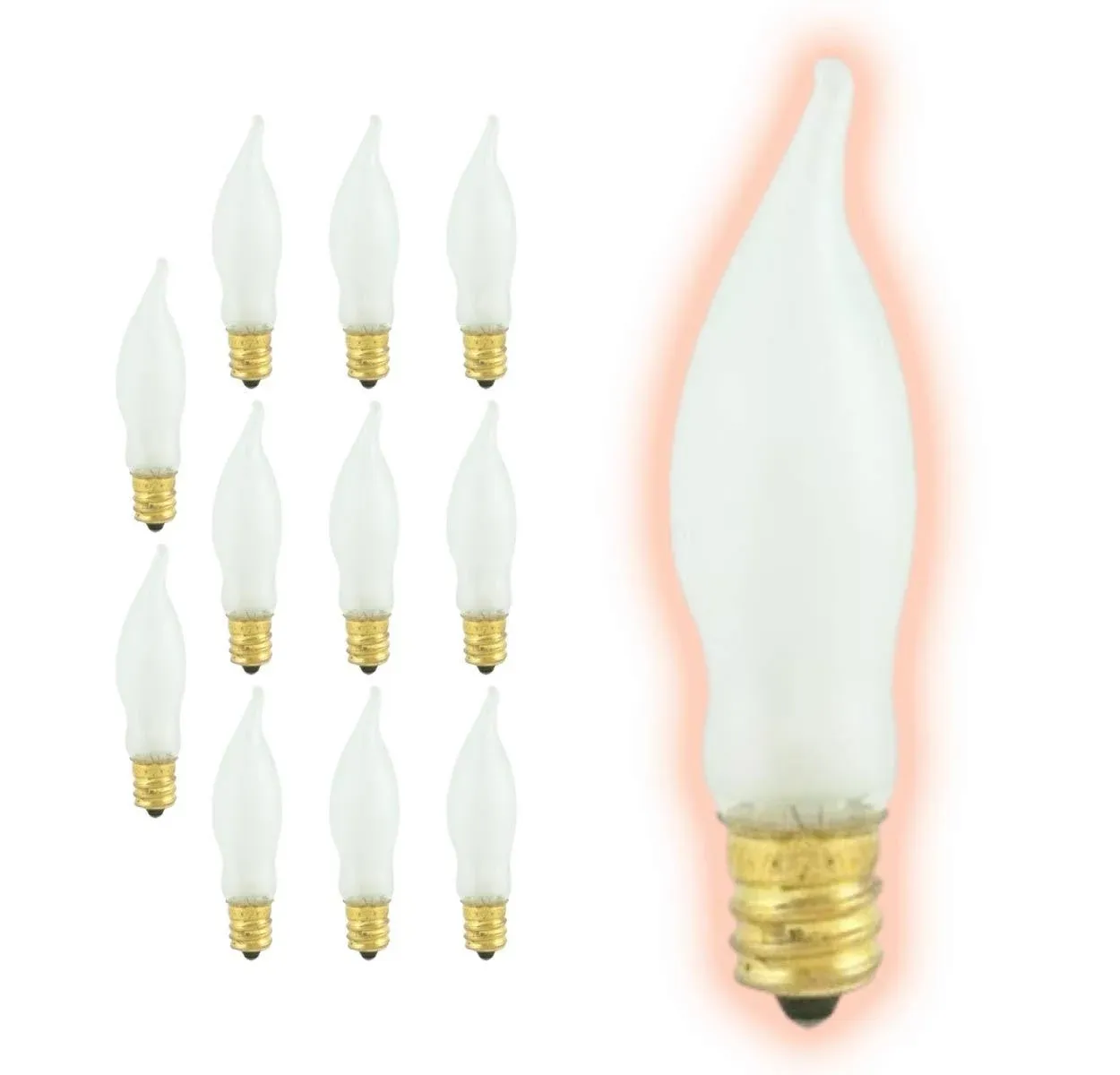 GoodBulb 7 Watt Flame Tip Candelabra Light Bulbs | CA6 Frosted Finish E12 Base 2700K Soft White CFF | Dimmable 7W 85 Lumens | Decorative Chandelier Bulbs | Incandescent 12 Pack