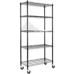 EFINE Steel Heavy Duty 5-Tier Utility Shelving Unit (30-in W x 14-in D x 63.7-in H), Black | RL33655