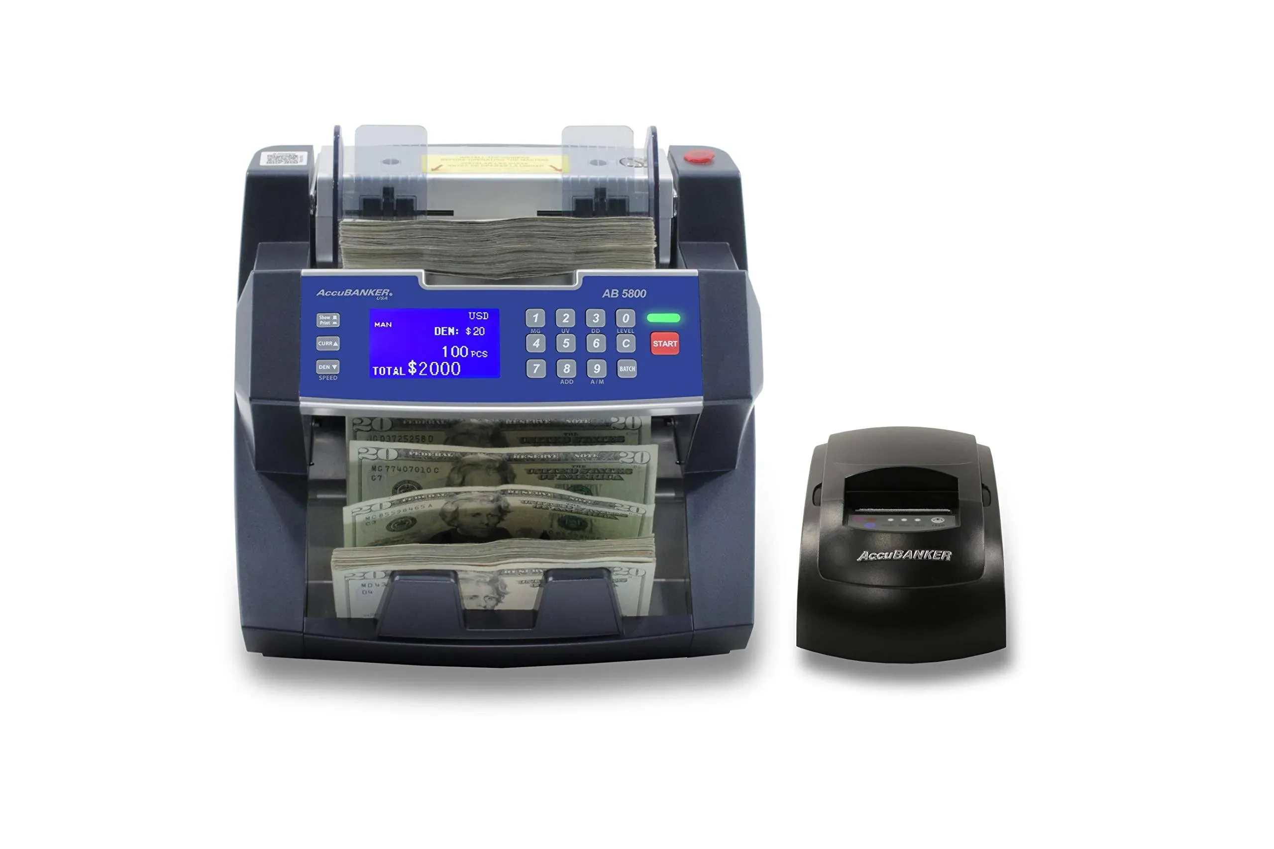 AccuBANKER AB5800 Bill Counter Multi Currency w/ Counterfeit Detection & Printer  | eBay