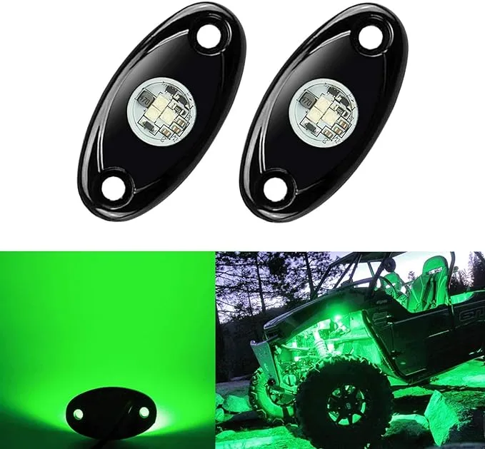 4 Pods LED Rock Lights, Ampper Waterproof LED Neon Underglow Light for Car Truck ATV UTV SUV Offroad Boat Underbody Glow Trail Rig Lamp (Green)