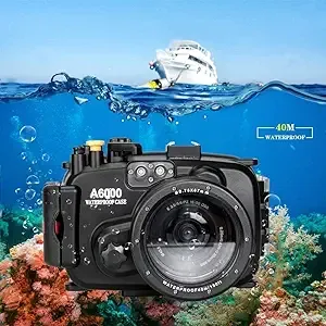 Sea Frogs 130ft/40m Underwater Camera Housing Waterproof Diving Case for Sony A6000 with 16-50mm Lens (Housing + Red Filter)