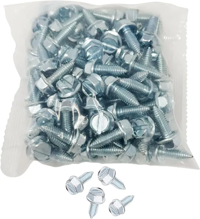 License Plate Screws - Slotted Hex Head - Metric - 6mm x 16mm (100 per box)