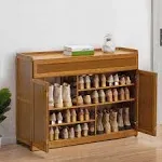 46" Bamboo[BOOT STORAGE ROOM]2 Bifold Door 5-Tier Shoe Cabinet w/Top Compartment  | eBay