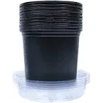 Viagrow 2 Gallon Plastic Nursery Pots with Saucers (7.57 Liters / 2 Gallon) 10-Pack, Black