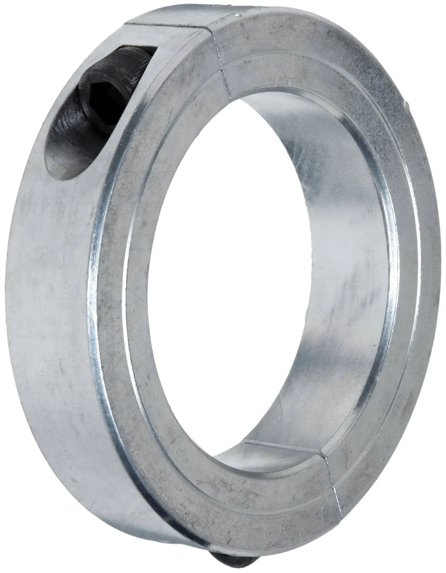 2C-125-A Aluminum Two-Piece Clamping Collar, Metallic, 1-1/4" Bore Size, 2-1/16" Outside Diameter, 1/4"-28 x 3/4" Set Screw