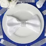 10 Pack Royal Blue Diamond Rhinestone Napkin Rings, Chair Sash Velcro Brooch Buckle