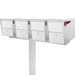 Mail Boss 7136 Bar Applications, 4, Cream White Mailbox Mounting Beam, Four Box Spreader