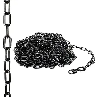 Acrux7 Plastic Chain 82ft. Black Safety Barrier Chain Link Light Weight Plastic Chain UV Protected Plastic Chains for Crowd Control Halloween