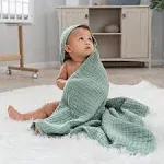 Comfy Cubs Baby Hooded 9 Layer Muslin Cotton Towel for Kids - Fern