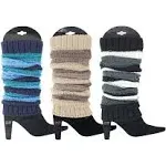 GLENMEARL 3 Pack Women's Fall Winter Warm Colorful Striped Knit Leg Warmers Long Socks