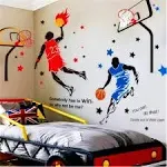 3D Basketball Player Wall Decals Decors for Boys Room,Sports Wall Decals Stickers, Basketball Slam Dunk Wall Decals for Boys Bedroom