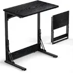 Tatub 24" Folding C Shaped End Table, Small Sofa Side Laptop Desk, Couch TV Tray Table for Living Room, Bedroom, Dark Black