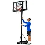 Seray Basketball Hoop with 4.8-10 Foot Height Adjustable for Teens/Adults, Basketball Hoop Outdoor with 44 inch Backboard and 2 Wheels for Outdoor/