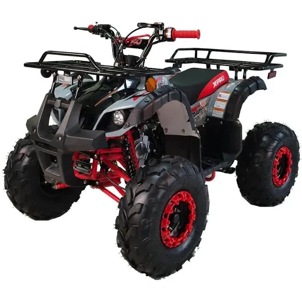 X-Pro 125cc ATV 4 Wheels Quad 125 ATV Quads with LED Lights, Big 19"/18" Tires! (Grey, Factory Package)