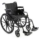 Karman LT-700T Lightweight Wheelchair with Removable Armrest, 18" Seat Silver Vein