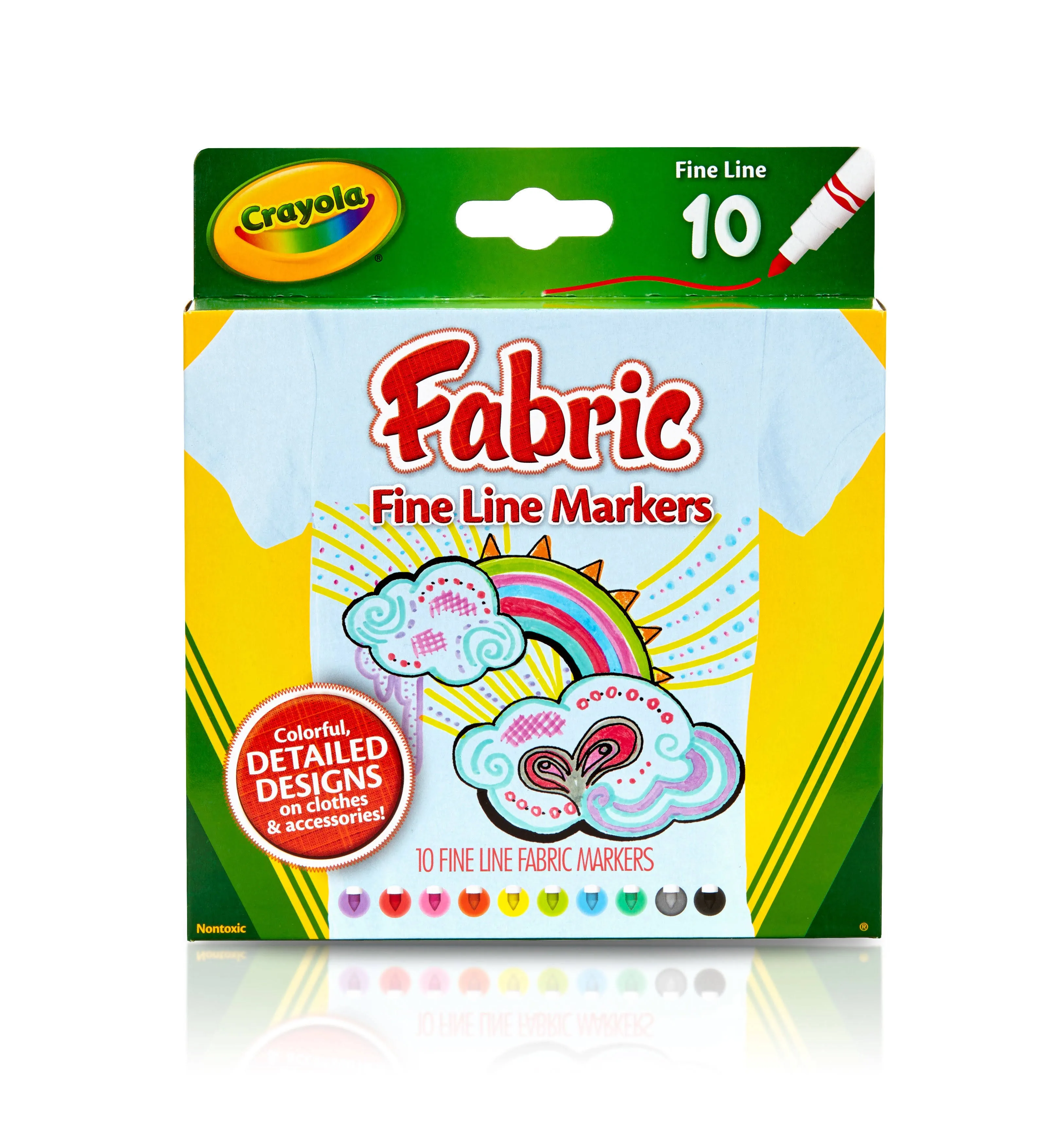 Crayola Fabric Markers,  Assorted Colors - 10 count