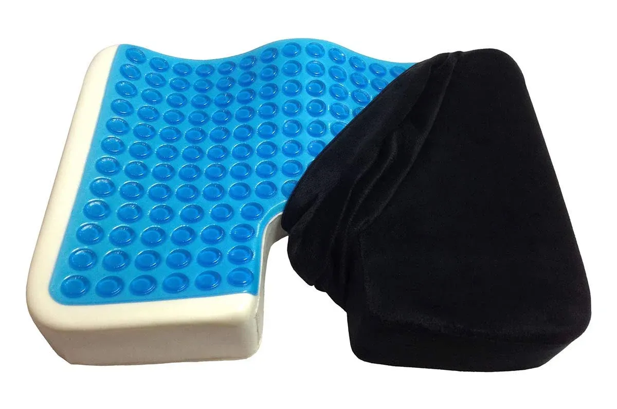 Kieba Coccyx Seat Cushion Cool Gel Memory Foam Large Orthopedic Tailbone Pillow