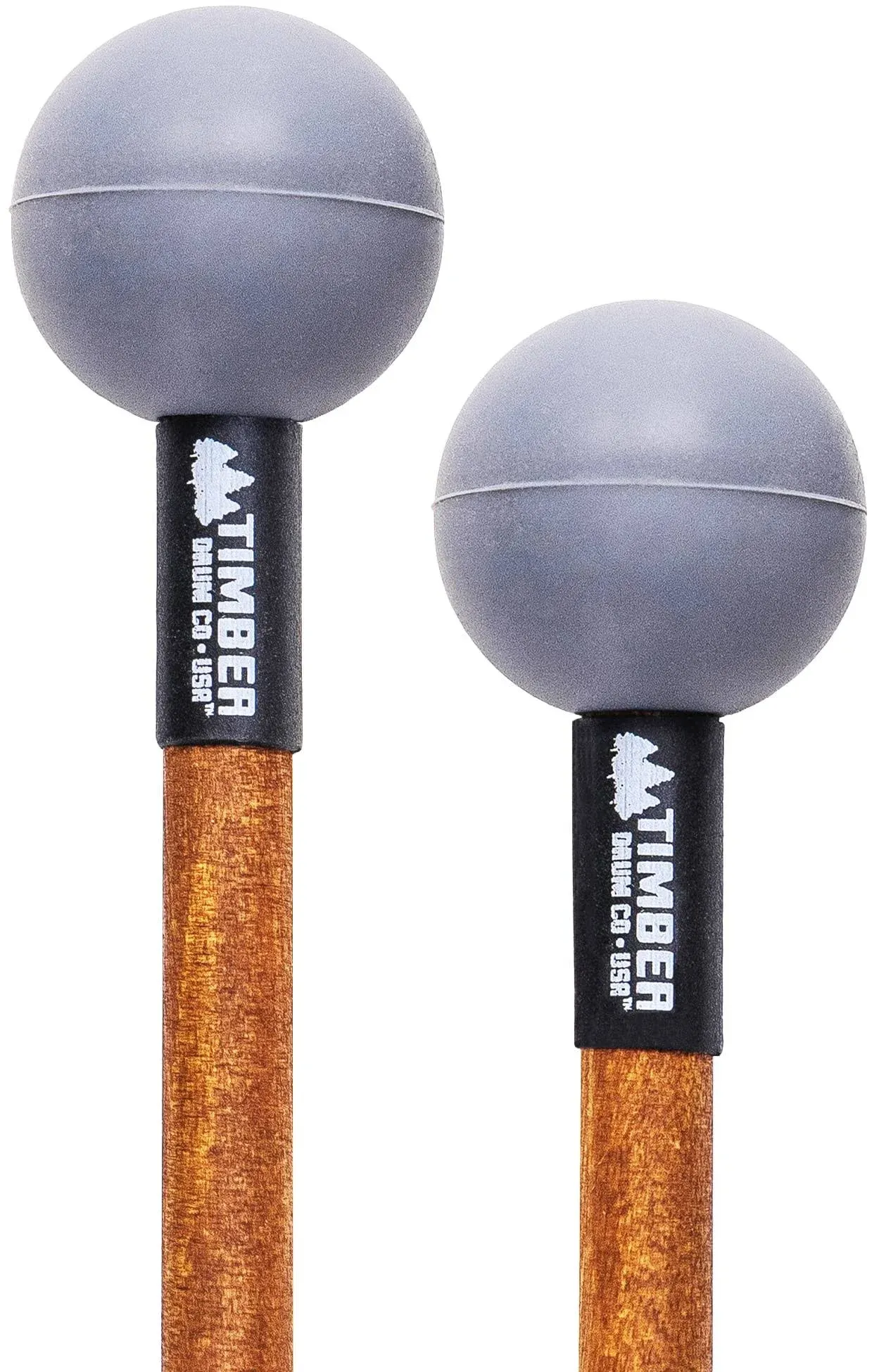 Percussion Mallet Pair, Mallets for Keyboard Music and Tongue Drum, Hard Rubber Heads –– MADE IN U.S.A. –– Stained Solid Birch Handles