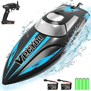 VOLANTEXRC RC Boat 20MPH Fast RC Boat for Adults 2.4Ghz Remote Control Boat for Pools and Lake with 2 Rechargeable Batteries Toys Gifts for Boys Girls Black