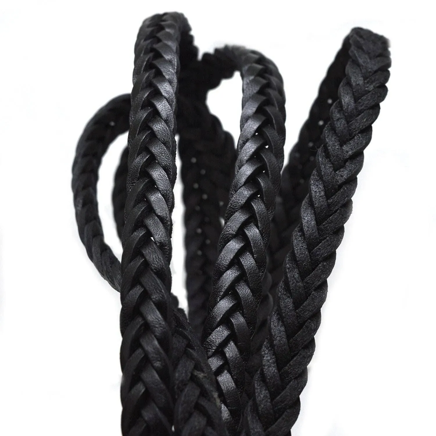 Flat Braided Genuine Leather Cord for Bracelet Making 12.5x6 mm, Black - 1.1 Yd  | eBay