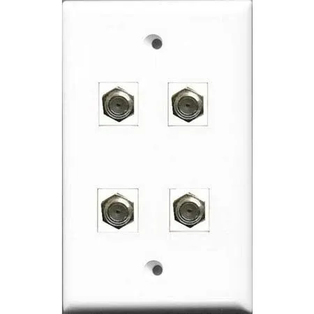 RiteAV - 4 Port Coax Cable TV- F-Type Wall Plate