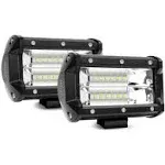 LED Light Bar Nilight 2pcs 5Inch 72W Flood Double Row 10800Lumens Driving Lights