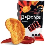 Popchips Potato Chips, BBQ, 12ct Single Serve 0.8oz Bags, Low-Calorie and Gluten Free, Salty Snacks for Adults and Children, Non-GMO, Vegan & Kosher Friendly, 100 Calories Per Bag