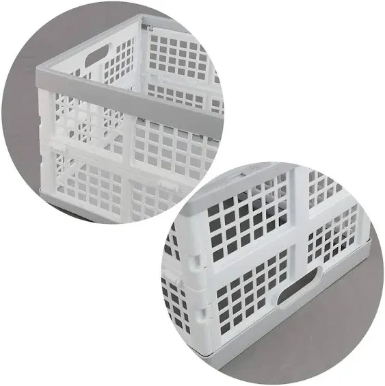 Vababa 28 L Plastic Collapsible Storage Bins, Stacking Utility Foldable Basket, Set of 3