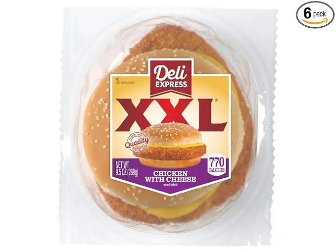 Deli Express XX Large Chicken with Cheese Sandwich -- 6 per case.