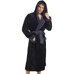 Mens Hooded Robe, Plush Long Bath robes Cozy Warm Bathrobe Fuzzy male Spa Robe W