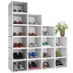 18 Packs Shoe Storage Boxes Clear Plastic Stackable Shoe Organizer Bins Rack