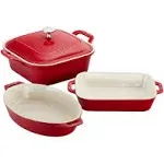 Staub Modern Classic Cherry Red Ceramic 4 Piece Mixed Baking Dish Set